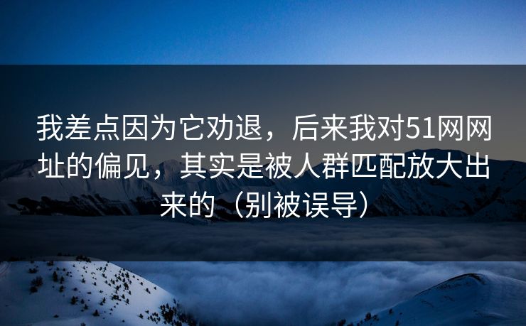 我差点因为它劝退，后来我对51网网址的偏见，其实是被人群匹配放大出来的（别被误导）