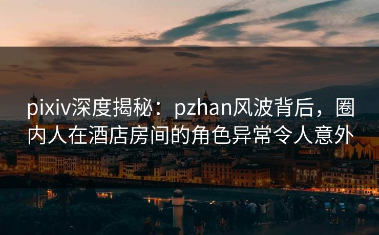 pixiv深度揭秘：pzhan风波背后，圈内人在酒店房间的角色异常令人意外