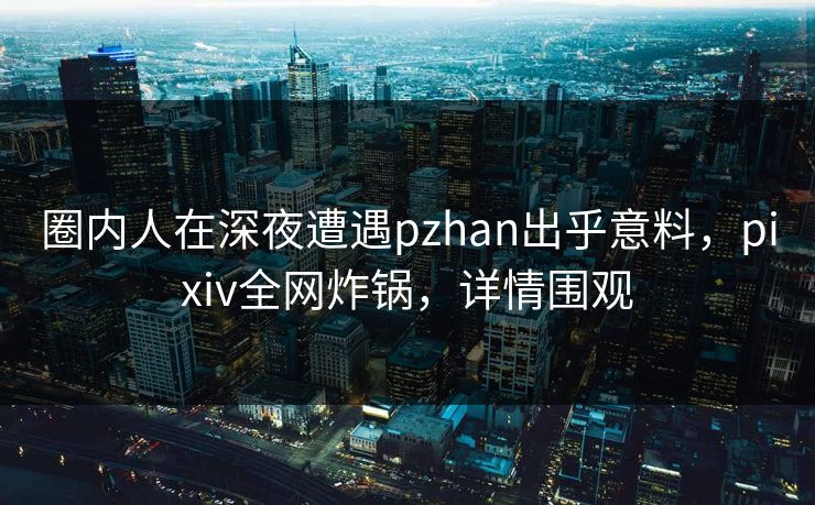 圈内人在深夜遭遇pzhan出乎意料,pixiv全网炸锅,详情围观