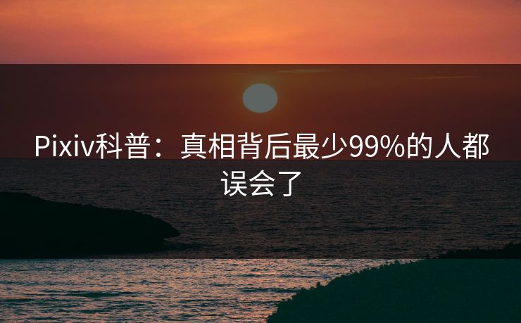 Pixiv科普:真相背后最少99%的人都误会了