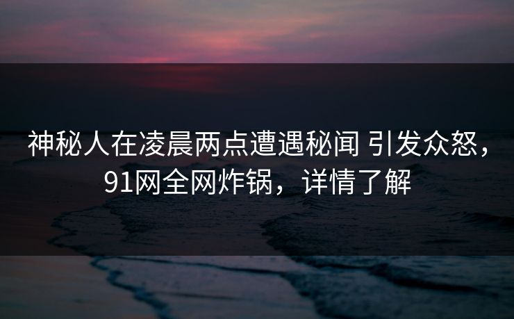神秘人在凌晨两点遭遇秘闻 引发众怒，91网全网炸锅，详情了解